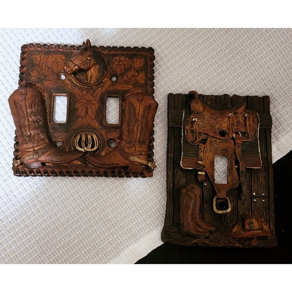 Western Cowboy Saddle Boot Horse Single & Double Light Switch Cover Plates